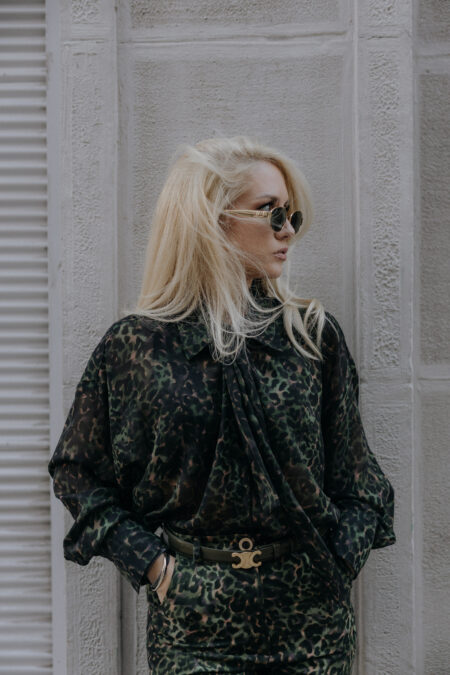 Khaki/peach Leopard Shirt