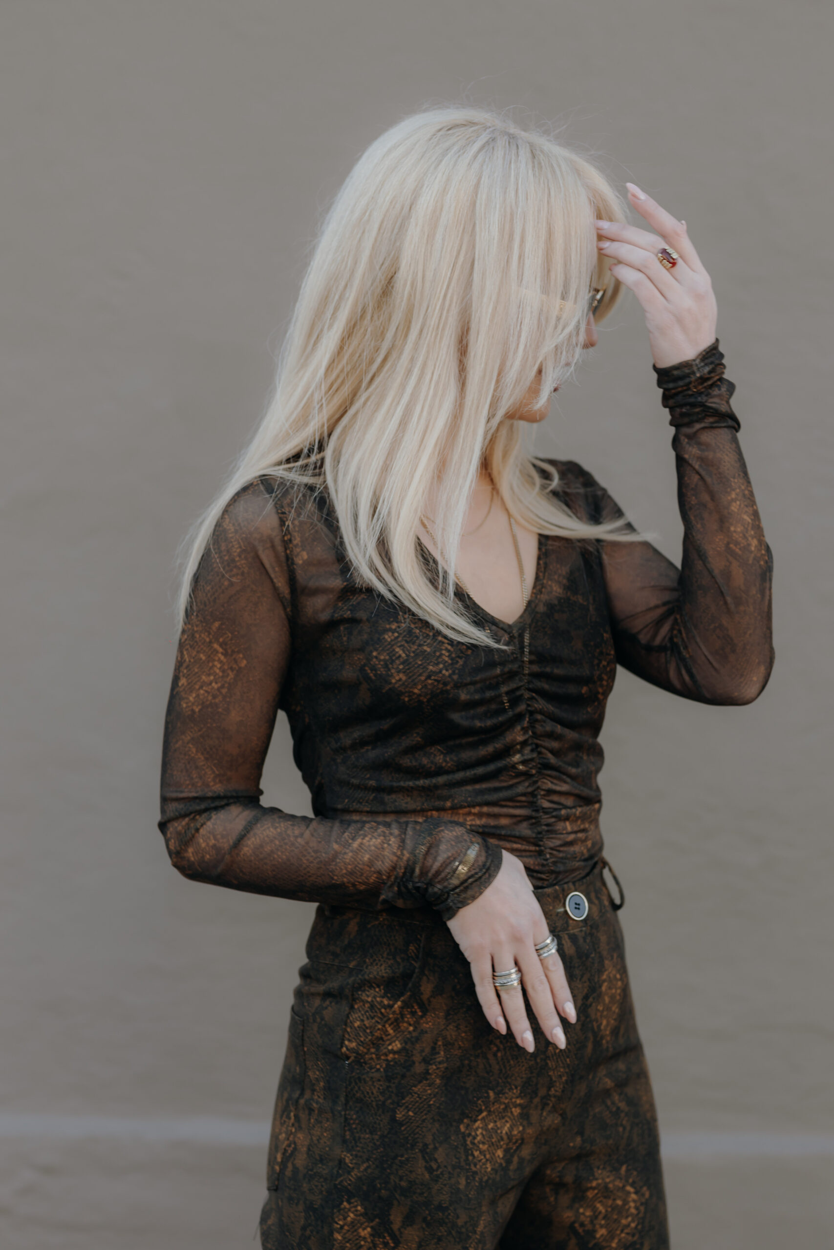 Mesh Brown Pitho Top