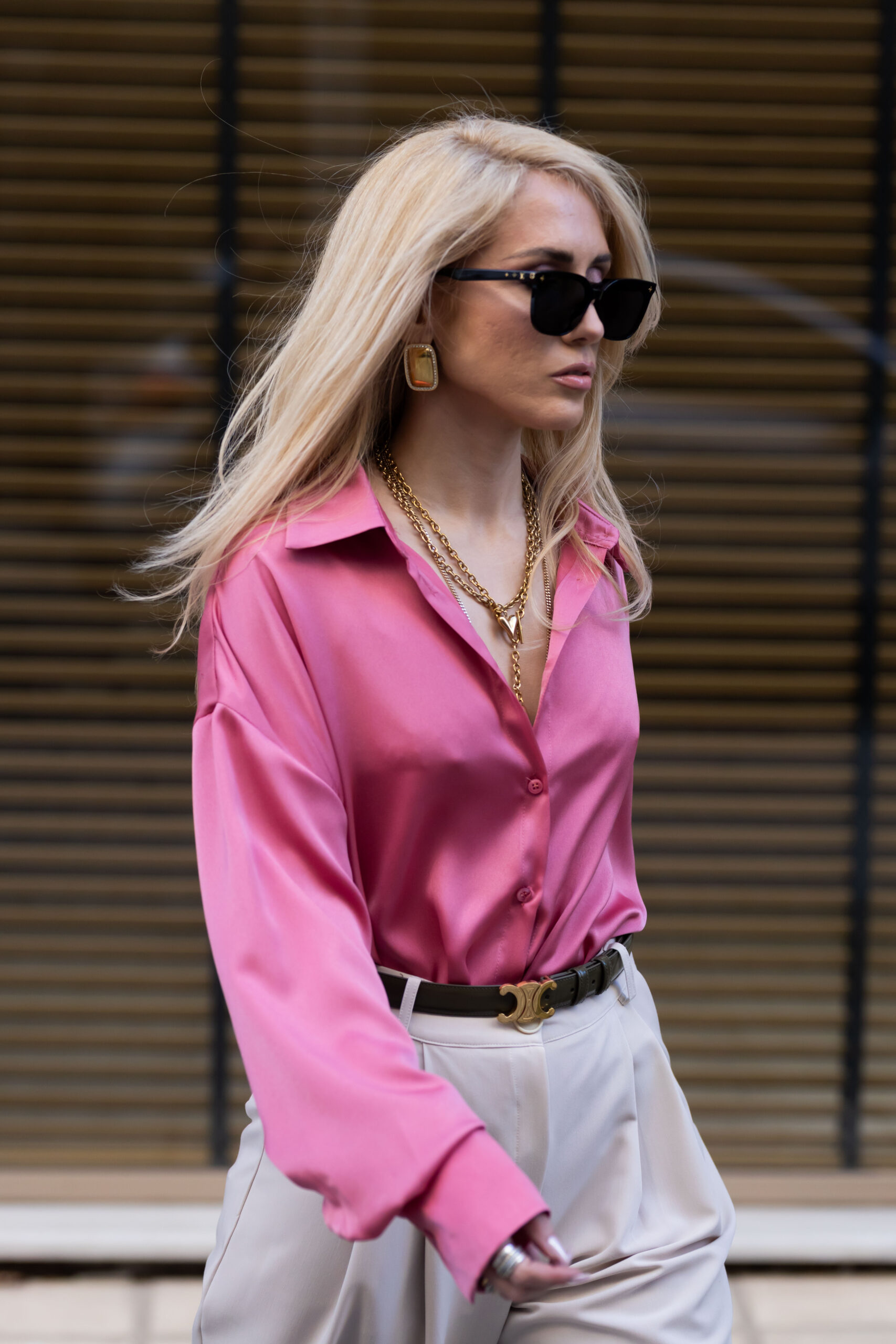 Pink Oversized Silky Shirt - Image 6