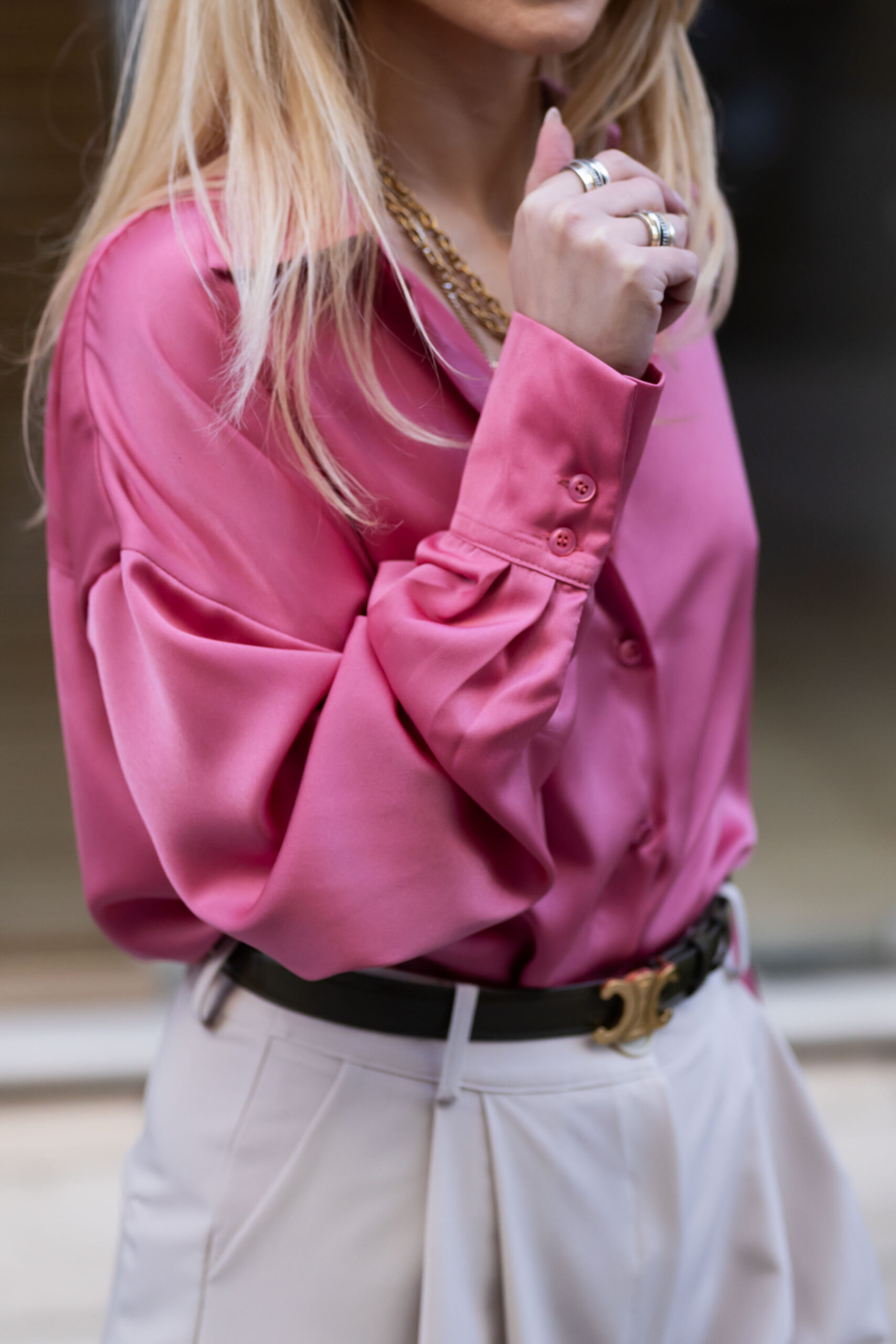 Pink Oversized Silky Shirt - Image 2