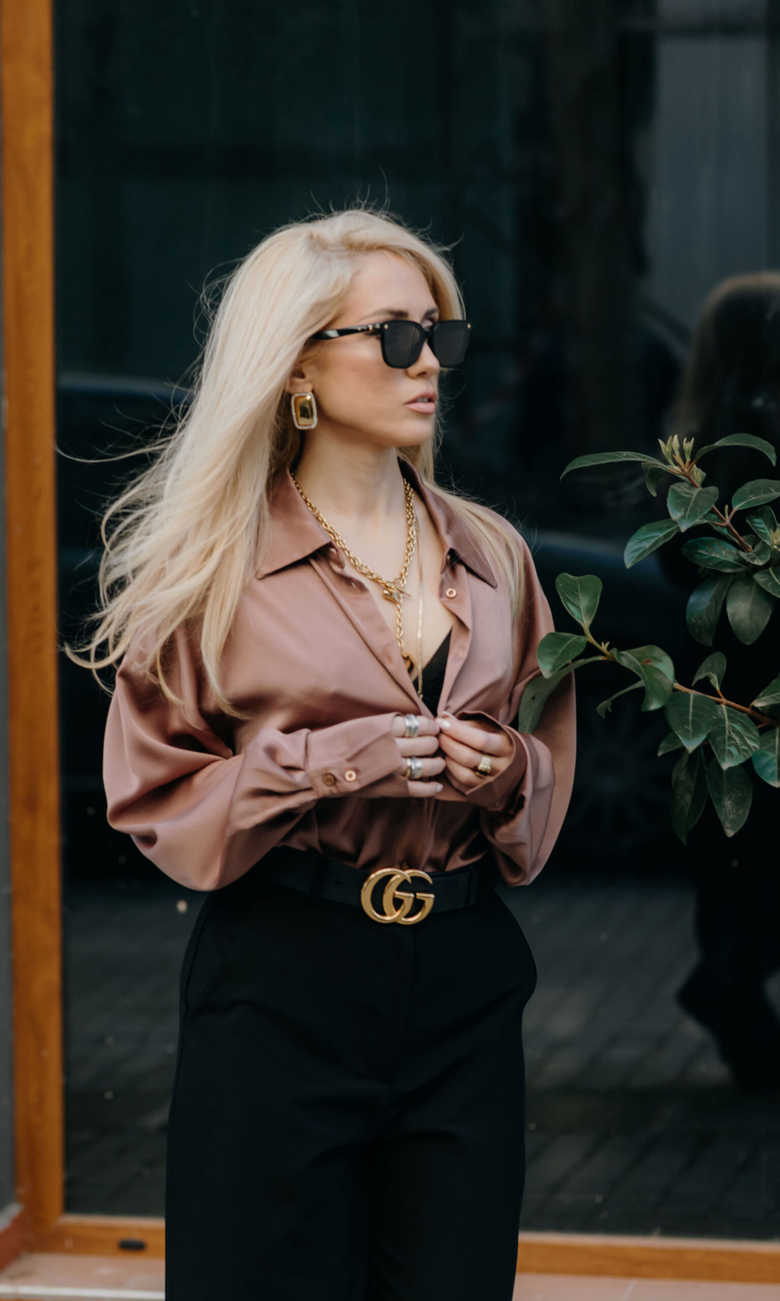 Mocha Oversized Silky Shirt - Image 6