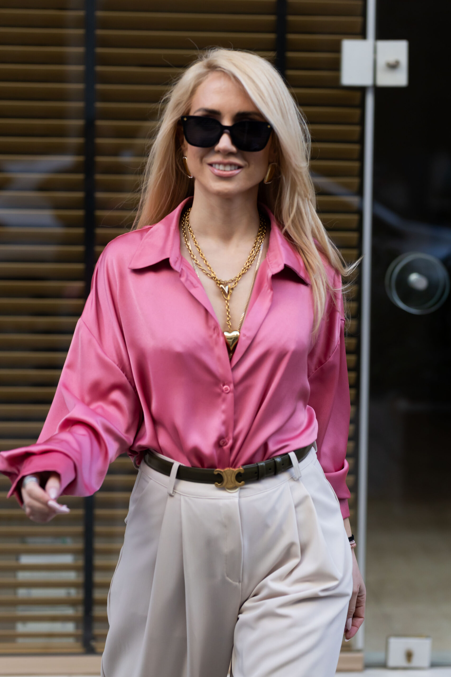 Pink Oversized Silky Shirt - Image 5