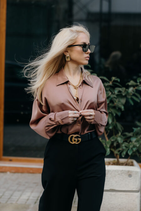 Mocha Oversized Silky Shirt