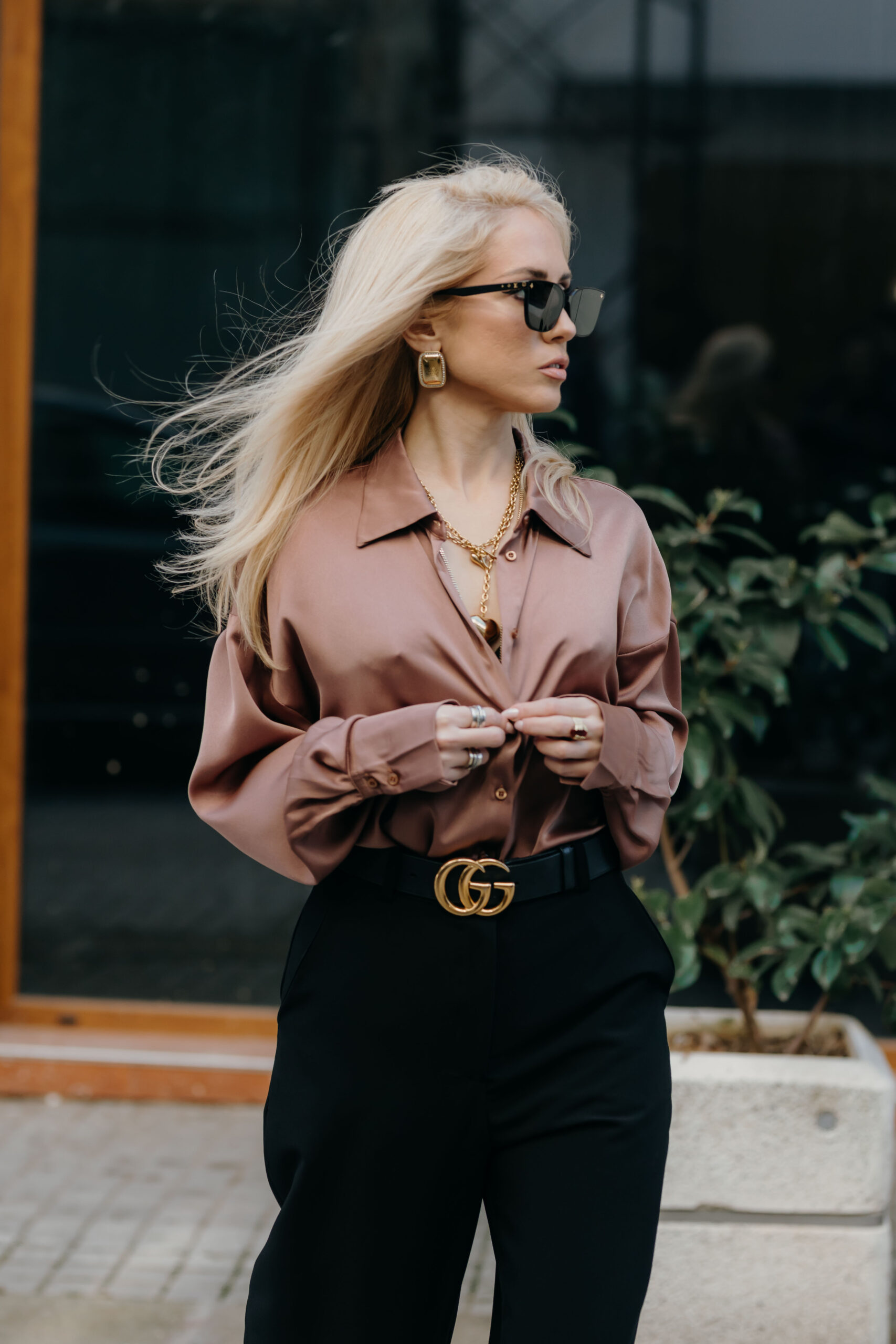 Mocha Oversized Silky Shirt