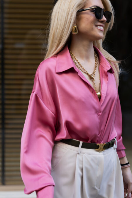 Pink Oversized Silky Shirt