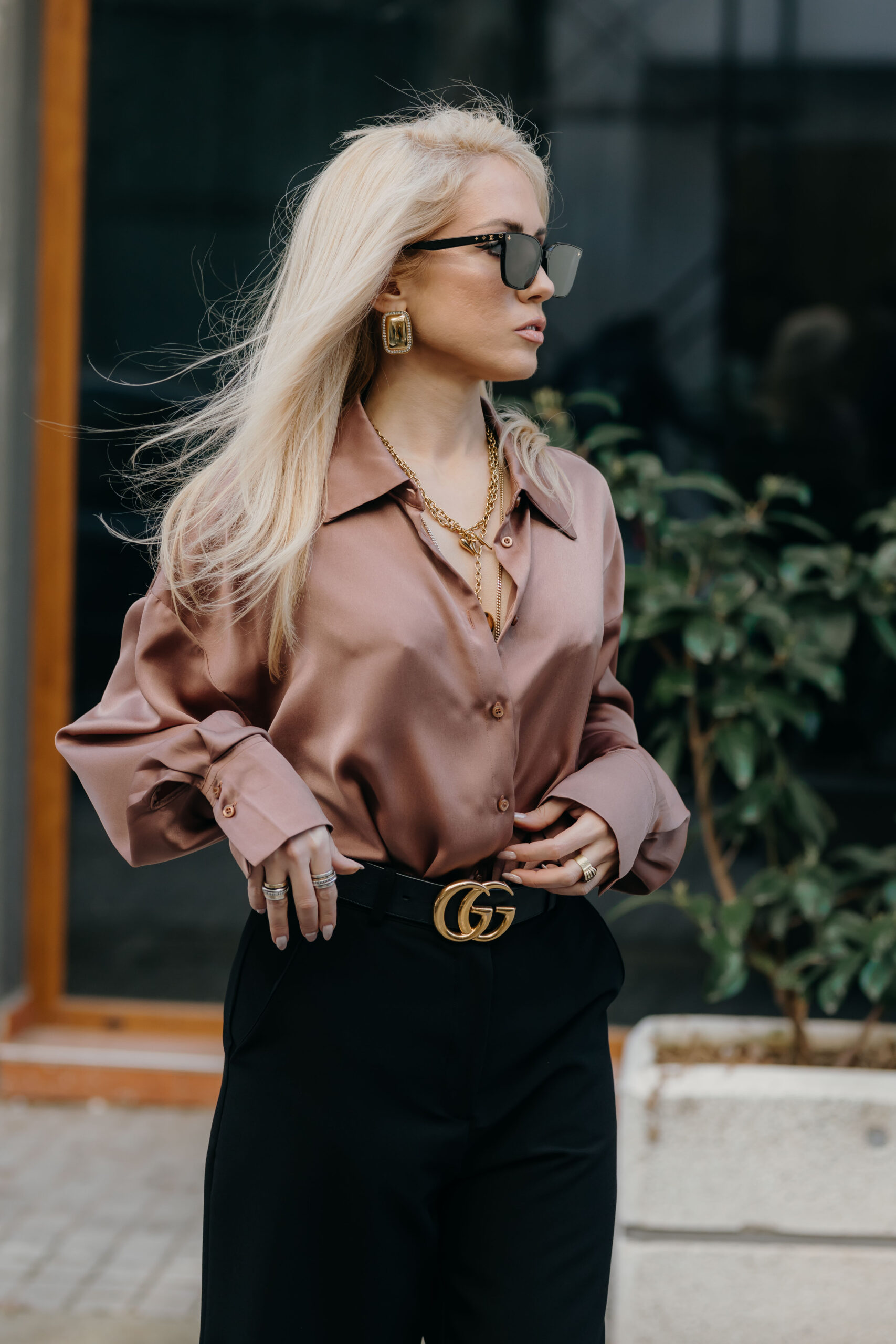 Mocha Oversized Silky Shirt - Image 7