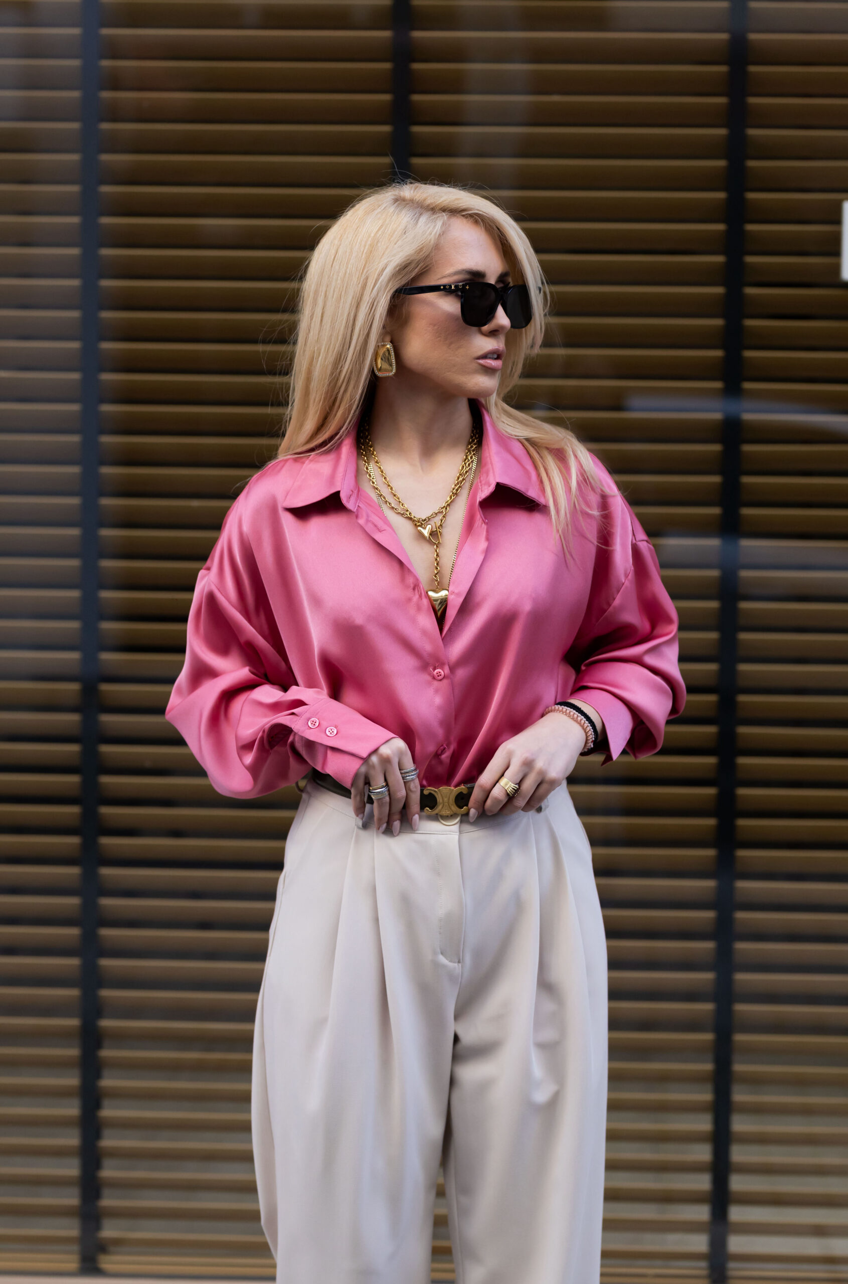Pink Oversized Silky Shirt - Image 4