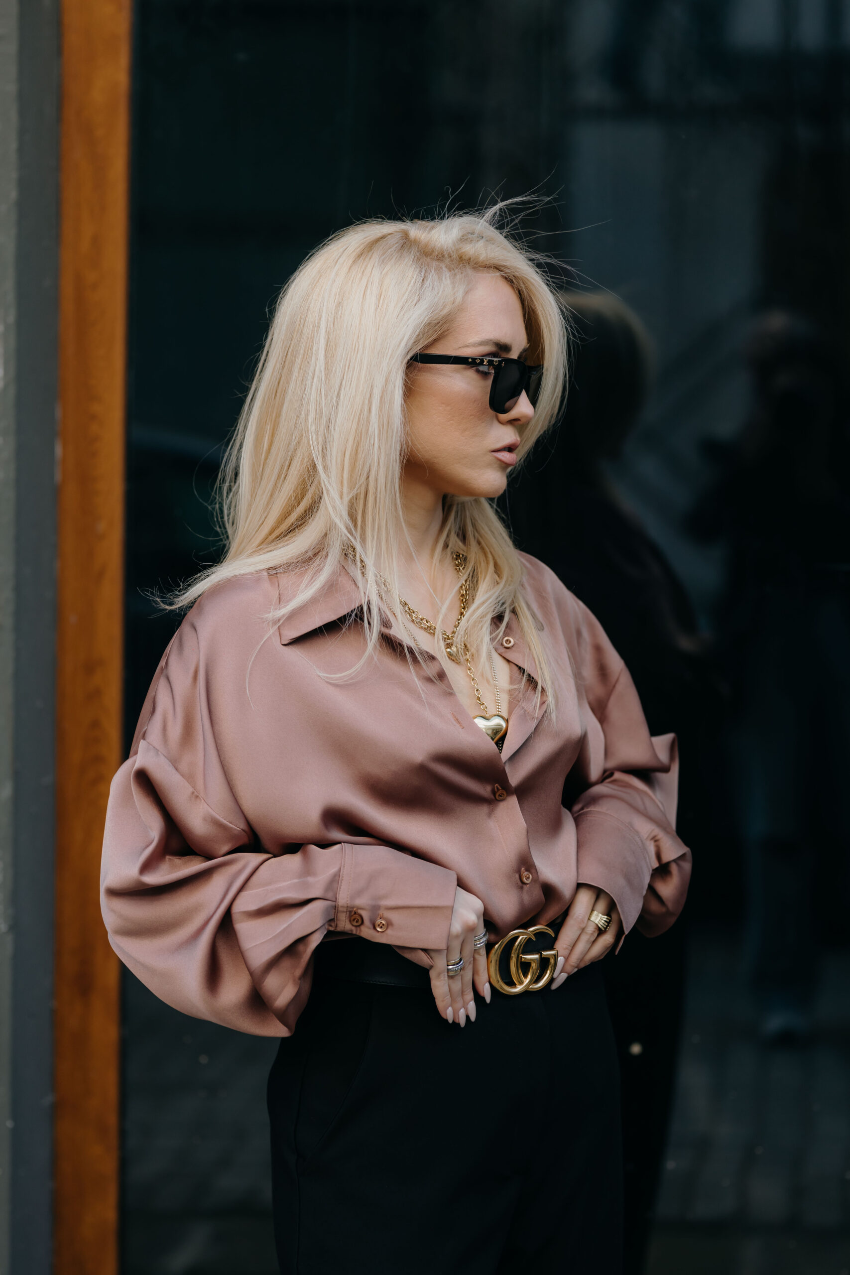 Mocha Oversized Silky Shirt - Image 3