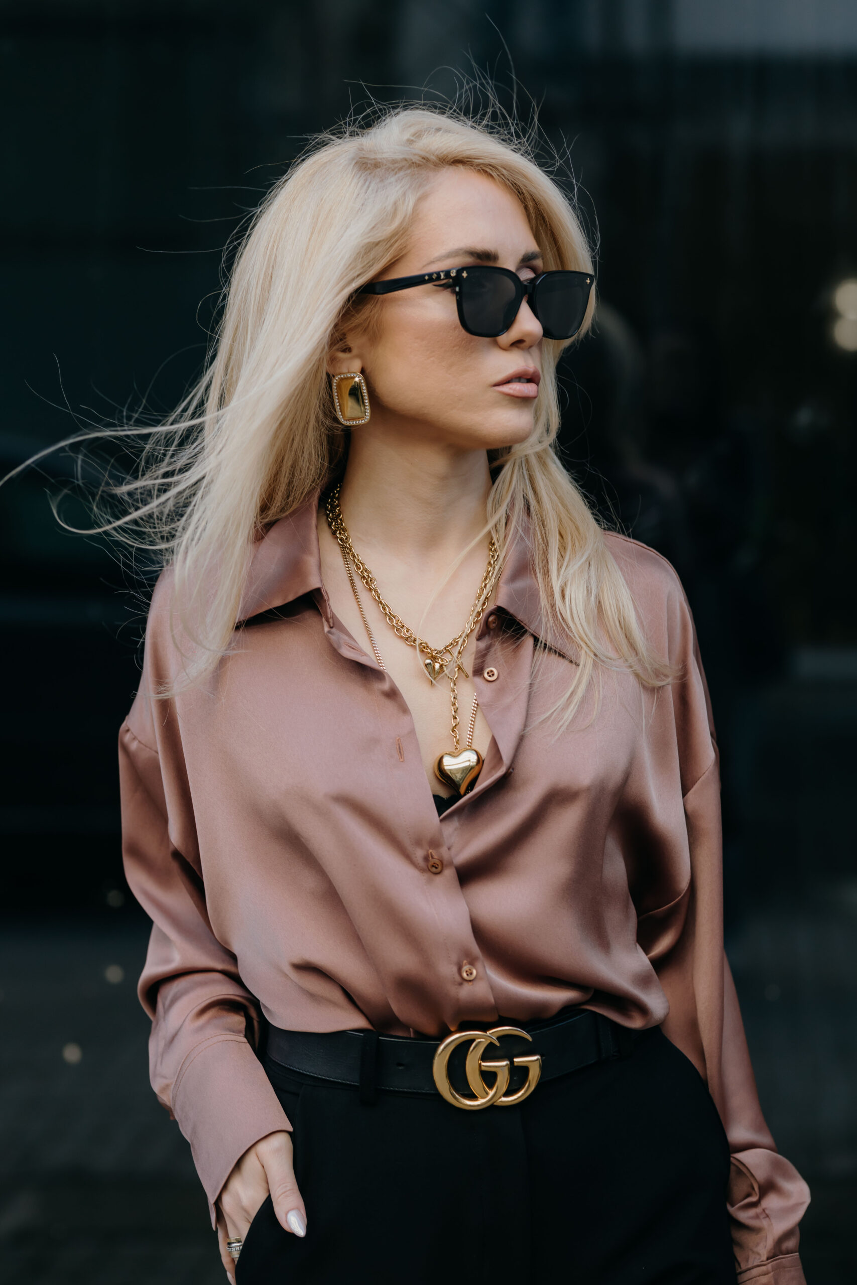 Mocha Oversized Silky Shirt - Image 2