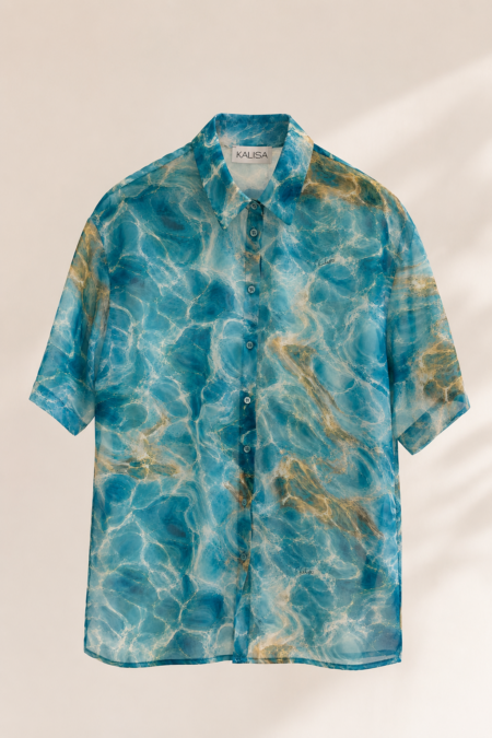 Kalisa Aqua Short-Sleeve Shirt